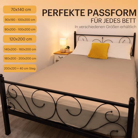 NatureMark 2er Pack Jersey Spannbettlaken, Spannbetttuch 100% Baumwolle in vielen Größen und Farben MARKENQUALITÄT ÖKOTEX Standard 100 | 180 x 200 cm - 200 x 200 cm - Sand/beige