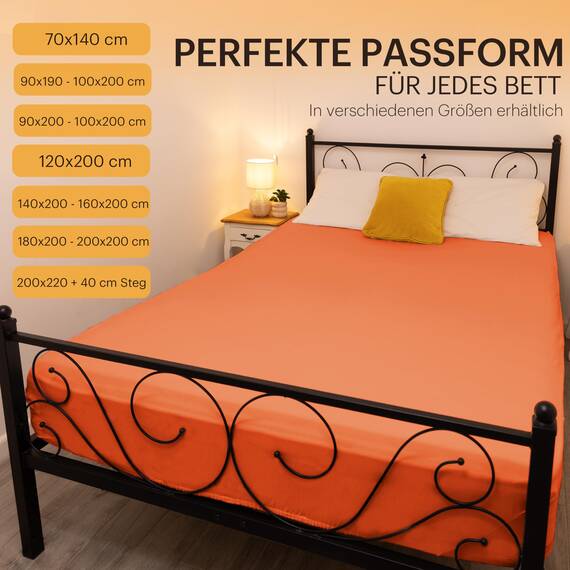 NatureMark 2er Pack Jersey Spannbettlaken, Spannbetttuch 100% Baumwolle in vielen Größen und Farben MARKENQUALITÄT ÖKOTEX Standard 100 | 180 x 200 cm - 200 x 200 cm - terrakotta