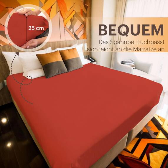 NatureMark 2er Pack Jersey Spannbettlaken, Spannbetttuch 100% Baumwolle in vielen Größen und Farben MARKENQUALITÄT ÖKOTEX Standard 100 | 90 x 200 cm - 100 x 200 cm - rost rot