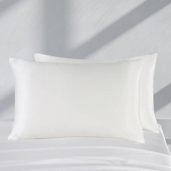 ZIMASILK Kissenbezug aus Reiner Maulbeerseide für Haare und Haut, mit verstärktem, verstecktem Reißverschluss, doppelseitig, Seide, Güteklasse 6A, Geschenkbox (50 x 75 cm, elfenbeinfarben)