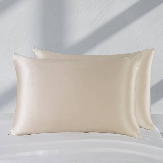 ZIMASILK Kissenbezug aus Reiner Maulbeerseide für Haare und Haut, mit verstärktem, verstecktem Reißverschluss, doppelseitig, Seide, Klasse 6A, Geschenk-Box (50 x 75 cm, beige)
