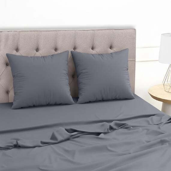 Utopia Bedding 4 Teilige Bettlaken Set 160x200 cm, Grau - Polyester Microfaser, Oeko-Tex Zertifiziert, 1 Spannbettlaken 160x200 cm, 1 Bettlaken 266x259 cm und 2 Kissenbezüge 65x65 cm