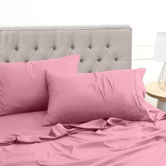 Utopia Bedding 4 Teilige Bettlaken Set 135x190 cm, Rosa - Polyester Microfaser, Oeko-Tex Zertifiziert, 1 Spannbettlaken 135x190 cm, 1 Bettlaken 225x255 cm und 2 Kissenbezüge 50x75 cm