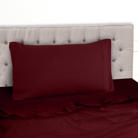 Utopia Bedding 3 Teilige Bettlaken Set 90x190 cm, Burgunderrot - Polyester Microfaser, Oeko-Tex Zertifiziert, 1 Spannbettlaken 90x190 cm, 1 Bettlaken 167x243 cm und 1 Kissenbezug 50x75 cm