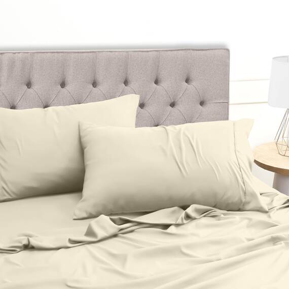 Utopia Bedding 4 Teilige Bettlaken Set 180x200 cm, Elfenbein - Polyester Microfaser, Oeko-Tex Zertifiziert, 1 Spannbettlaken 180x200 cm, 1 Bettlaken 270x290 cm und 2 Kissenbezüge 50x75 cm