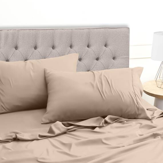 Utopia Bedding 4 Teilige Bettlaken Set 160x200 cm, Beige - Polyester Microfaser, Oeko-Tex Zertifiziert, 1 Spannbettlaken 160x200 cm, 1 Bettlaken 266x259 cm und 2 Kissenbezüge 50x75 cm