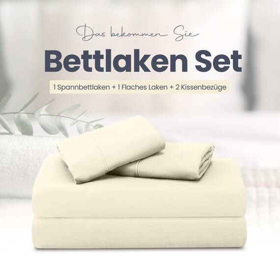 Utopia Bedding 4 Teilige Bettlaken Set 135x190 cm, Elfenbein - Polyester Microfaser, Oeko-Tex Zertifiziert, 1 Spannbettlaken 135x190 cm, 1 Bettlaken 225x255 cm und 2 Kissenbezüge 50x75 cm