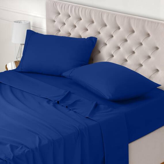 Utopia Bedding 4 Teilige Bettlaken Set 135x190 cm, Königsblau - Polyester Microfaser, Oeko-Tex Zertifiziert, 1 Spannbettlaken 135x190 cm, 1 Bettlaken 225x255 cm und 2 Kissenbezüge 50x75 cm