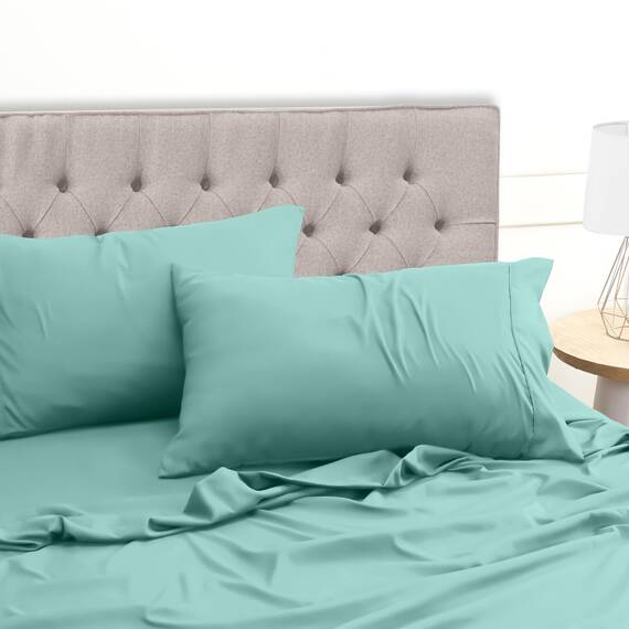Utopia Bedding 4 Teilige Bettlaken Set 135x190 cm, Spa Blau - Polyester Microfaser, Oeko-Tex Zertifiziert, 1 Spannbettlaken 135x190 cm, 1 Bettlaken 225x255 cm und 2 Kissenbezüge 50x75 cm