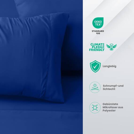 Utopia Bedding 4 Teilige Bettlaken Set 135x190 cm, Königsblau - Polyester Microfaser, Oeko-Tex Zertifiziert, 1 Spannbettlaken 135x190 cm, 1 Bettlaken 225x255 cm und 2 Kissenbezüge 50x75 cm
