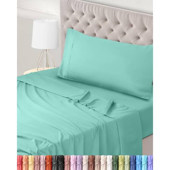 Utopia Bedding 3 Teilige Bettlaken Set 90x190 cm, Spa Blau - Polyester Microfaser, Oeko-Tex Zertifiziert, 1 Spannbettlaken 90x190 cm, 1 Bettlaken 167x243 cm und 1 Kissenbezug 50x75 cm
