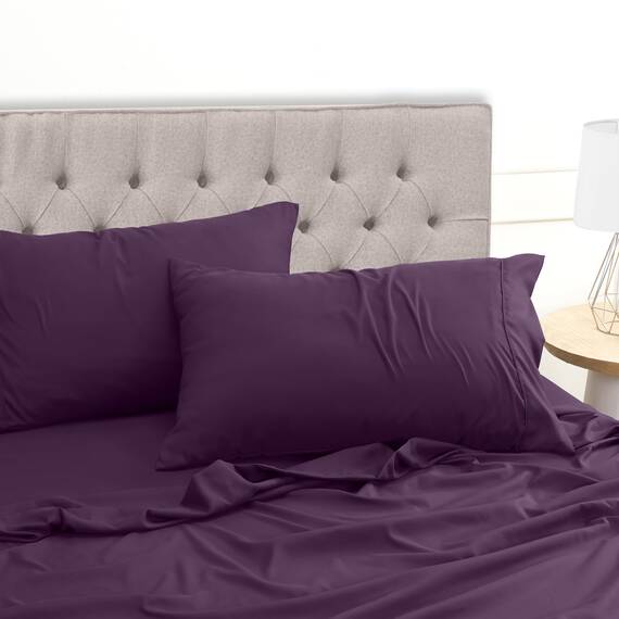Utopia Bedding 4 Teilige Bettlaken Set 150x200 cm, Lila - Polyester Microfaser, Oeko-Tex Zertifiziert, 1 Spannbettlaken 150x200 cm, 1 Bettlaken 266x259 cm und 2 Kissenbezüge 50x75 cm