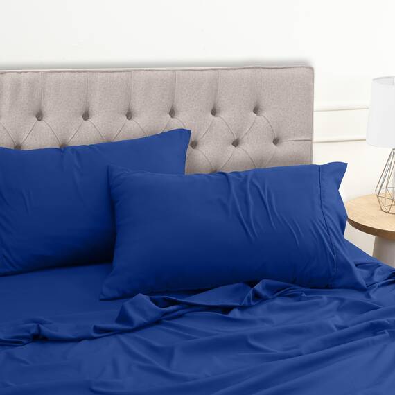 Utopia Bedding 4 Teilige Bettlaken Set 180x200 cm, Königsblau - Polyester Microfaser, Oeko-Tex Zertifiziert, 1 Spannbettlaken 180x200 cm, 1 Bettlaken 270x290 cm und 2 Kissenbezüge 50x75 cm