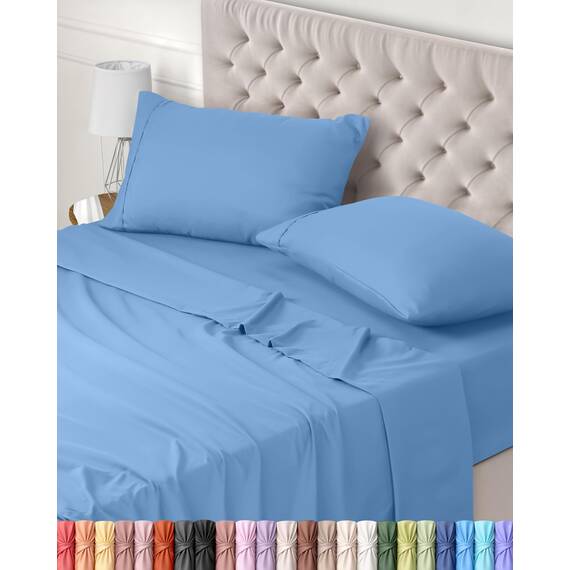 Utopia Bedding 4 Teilige Bettlaken Set 135x190 cm, Niederländisches Blau - Polyester Microfaser, Oeko-Tex Zertifiziert, 1 Spannbettlaken 135x190 cm, 1 Bettlaken 225x255 cm und 2 Kissenbezüge 50x75 cm