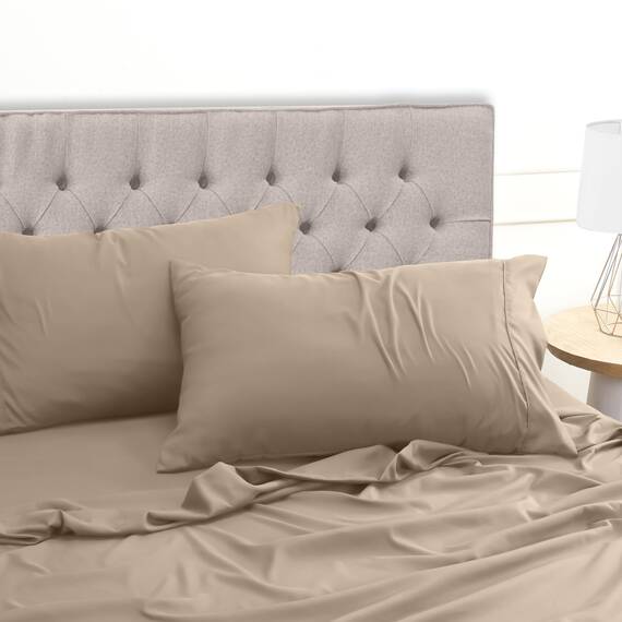 Utopia Bedding 4 Teilige Bettlaken Set 180x200 cm, Sand - Polyester Microfaser, Oeko-Tex Zertifiziert, 1 Spannbettlaken 180x200 cm, 1 Bettlaken 270x290 cm und 2 Kissenbezüge 50x75 cm