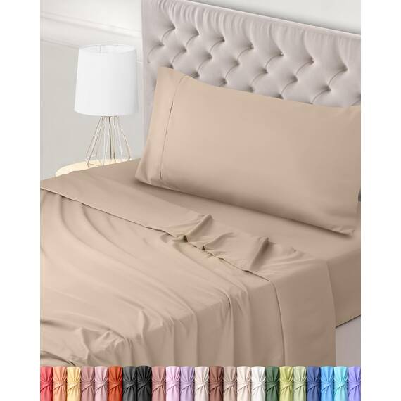 Utopia Bedding 3 Teilige Bettlaken Set 90x190 cm, Beige - Polyester Microfaser, Oeko-Tex Zertifiziert, 1 Spannbettlaken 90x190 cm, 1 Bettlaken 167x243 cm und 1 Kissenbezug 50x75 cm