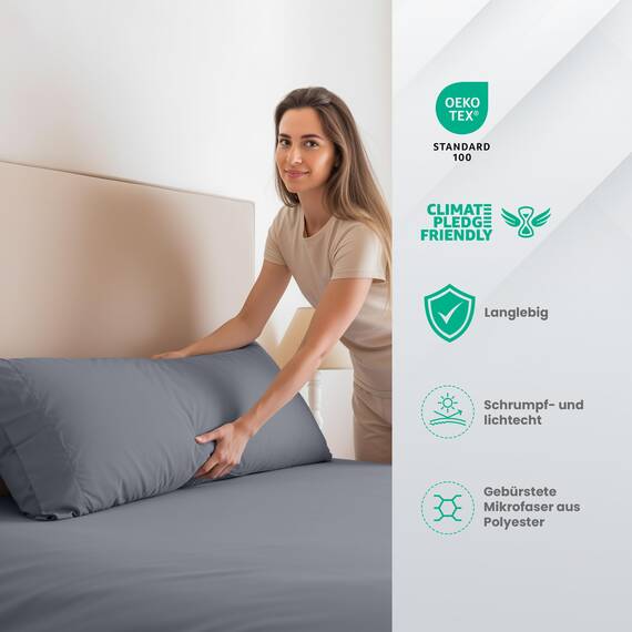 Utopia Bedding 3 Teilige Bettlaken Set 135x190 cm, Grau - Polyester Microfaser, Oeko-Tex Zertifiziert, 1 Spannbettlaken 135x190 cm, 1 Bettlaken 225x255 cm und 1 Kissenbezug 45x155 cm