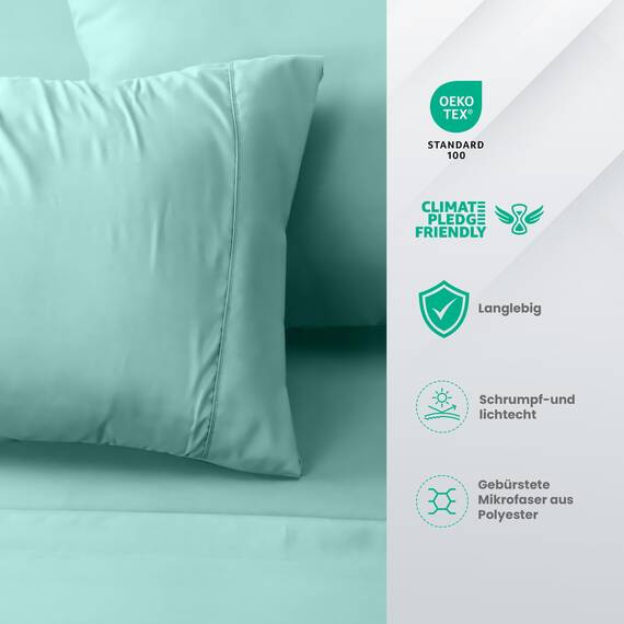 Utopia Bedding 3 Teilige Bettlaken Set 90x190 cm, Spa Blau - Polyester Microfaser, Oeko-Tex Zertifiziert, 1 Spannbettlaken 90x190 cm, 1 Bettlaken 167x243 cm und 1 Kissenbezug 50x75 cm