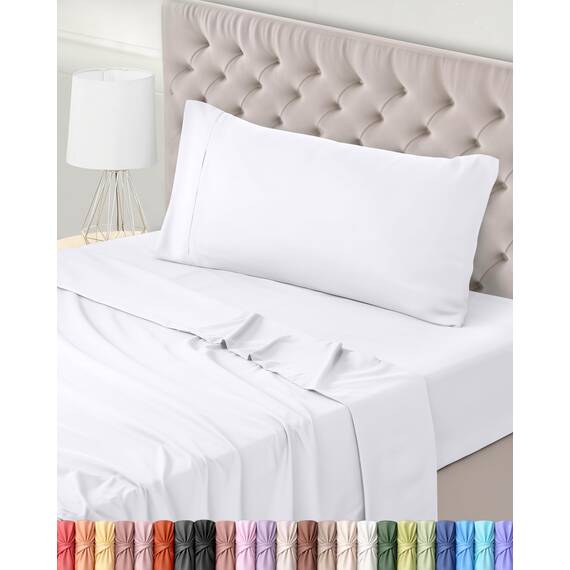 Utopia Bedding 3 Teilige Bettlaken Set 90x190 cm, Weiß - Polyester Microfaser, Oeko-Tex Zertifiziert, 1 Spannbettlaken 90x190 cm, 1 Bettlaken 167x243 cm und 1 Kissenbezug 50x75 cm