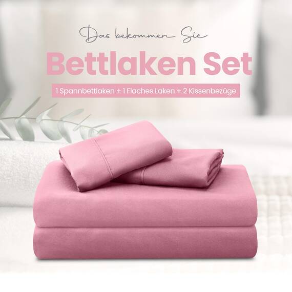 Utopia Bedding 4 Teilige Bettlaken Set 135x190 cm, Rosa - Polyester Microfaser, Oeko-Tex Zertifiziert, 1 Spannbettlaken 135x190 cm, 1 Bettlaken 225x255 cm und 2 Kissenbezüge 50x75 cm