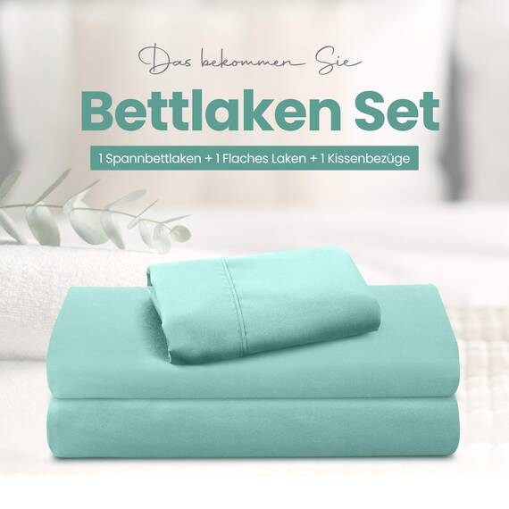 Utopia Bedding 3 Teilige Bettlaken Set 90x190 cm, Spa Blau - Polyester Microfaser, Oeko-Tex Zertifiziert, 1 Spannbettlaken 90x190 cm, 1 Bettlaken 167x243 cm und 1 Kissenbezug 50x75 cm