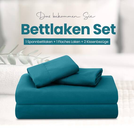 Utopia Bedding 4 Teilige Bettlaken Set 135x190 cm, Denim Blau - Polyester Microfaser, Oeko-Tex Zertifiziert, 1 Spannbettlaken 135x190 cm, 1 Bettlaken 225x255 cm und 2 Kissenbezüge 50x75 cm
