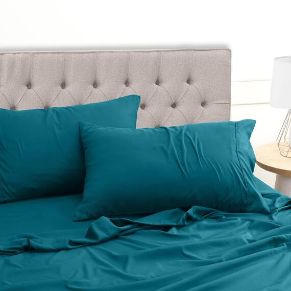 Utopia Bedding 4 Teilige Bettlaken Set 180x200 cm, Denim Blau - Polyester Microfaser, Oeko-Tex Zertifiziert, 1 Spannbettlaken 180x200 cm, 1 Bettlaken 270x290 cm und 2 Kissenbezüge 50x75 cm