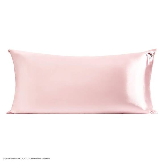 Kitsch Kissenbezug aus Satin mit Hello Kitty-Motiv, Reißverschluss, gut für Haare, weicher als Seide, kühlend, maschinenwaschbar, knitterfrei, Kingsize, 48 x 91 cm, Rosa Kitty-Gesicht