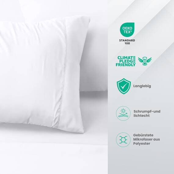 Utopia Bedding 4 Teilige Bettlaken Set 160x200 cm, Weiß - Polyester Microfaser, Oeko-Tex Zertifiziert, 1 Spannbettlaken 160x200 cm, 1 Bettlaken 266x259 cm und 2 Kissenbezüge 50x75 cm