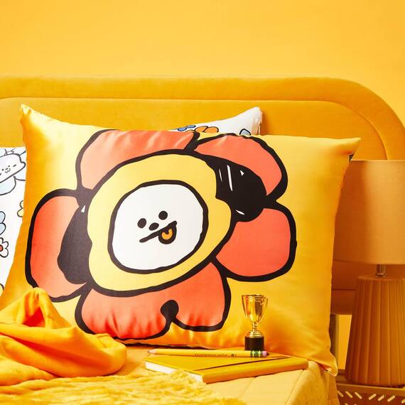 BT21 x Kitsch Satin-Kissenbezug mit Reißverschluss, weicher als Maulbeerseide-Kissenbezüge, Standardgröße, 1 Stück, kühlender Kissenbezug für Haare, Hautgesundheit und Schönheitsschlaf, 48,3 x 66 cm,
