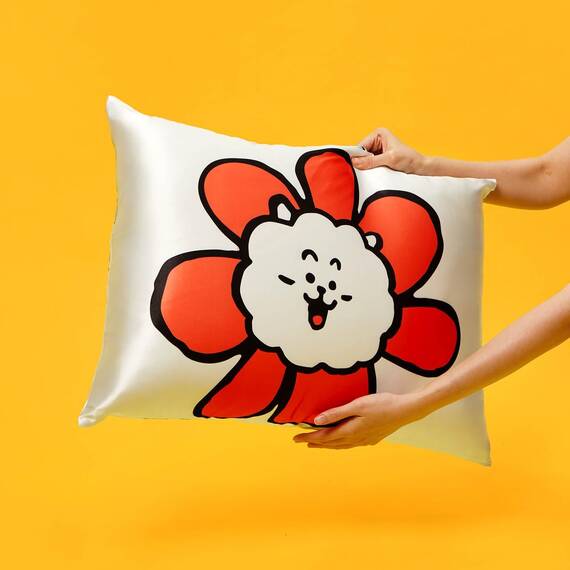 BT21 x Kitsch Satin-Kissenbezüge mit Reißverschluss, weicher als Maulbeerseide-Kissenbezüge, Standardgröße, 1 Stück, glatt, kühlende Kissenbezüge für Haare, Hautgesundheit und Schönheitsschlaf (48,3 x
