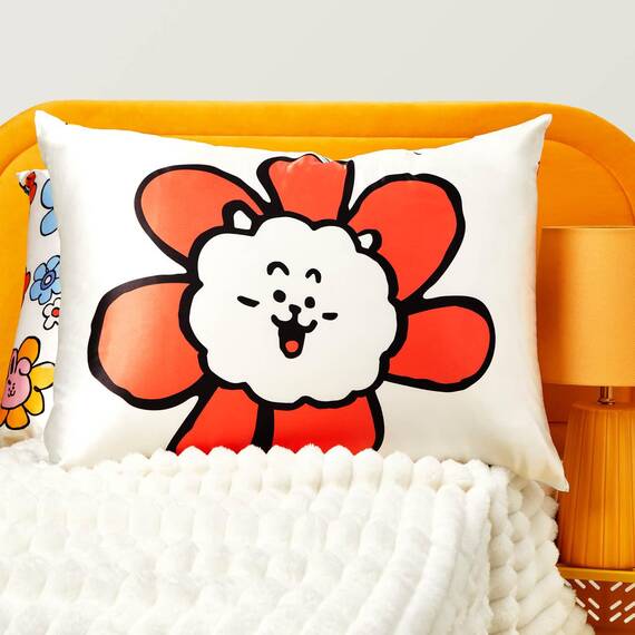 BT21 x Kitsch Satin-Kissenbezüge mit Reißverschluss, weicher als Maulbeerseide-Kissenbezüge, Standardgröße, 1 Stück, glatt, kühlende Kissenbezüge für Haare, Hautgesundheit und Schönheitsschlaf (48,3 x