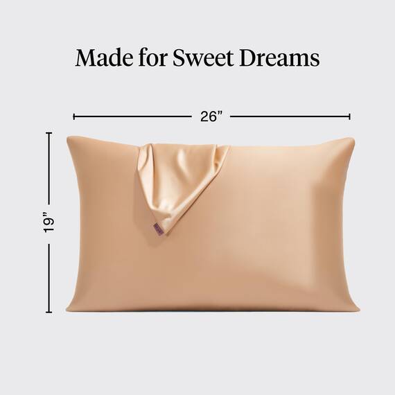 Kitsch x 19x26 Kissenbezug aus Satin mit Reißverschluss für Haar und Haut, weicher als Seide, kühlend, maschinenwaschbar, knitterfrei, glatt, Queensize-Größe, 48 x 66 cm, Champagner