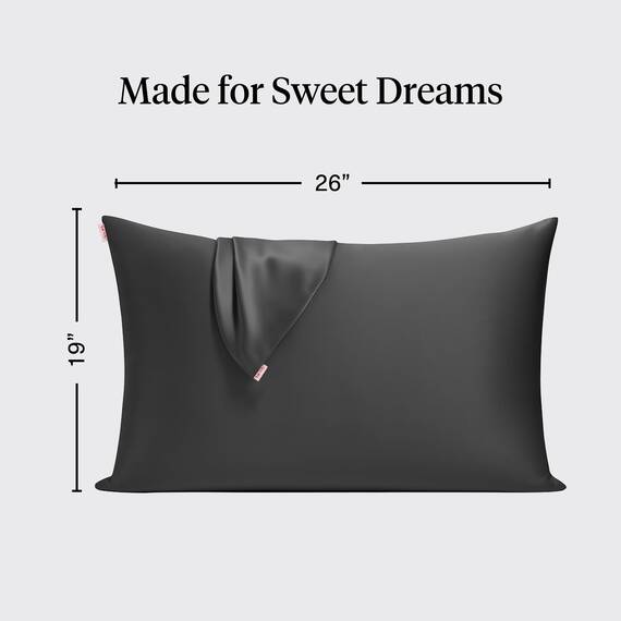 Kitsch Kissenbezug aus 100% Satin mit Reißverschluss, weicher als Seidenkissenbezug für Haar und Haut, kühlender Kissenbezug, Satin-Kissenbezug (Standard/Queen (1er-Pack), Anthrazit)