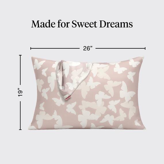 Kitsch Kissenbezug aus 100% Satin mit Reißverschluss, weicher als Seidenkissenbezug für Haar und Haut, kühlender Kissenbezug, Satin-Kissenbezug (Standard/Queen (1 Pack), Champagner Schmetterling