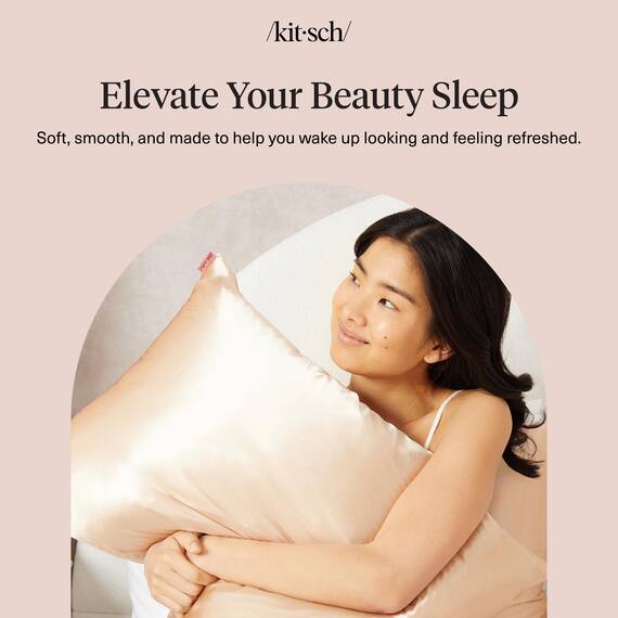 Kitsch Satin-Kissenbezug für Haar und Haut, weicher als Seidenkissenbezug für Haar und Haut, kühlende Satin-Kissenbezüge mit Reißverschluss, Satin-Kissenbezug, King-Size, Champagner, 1 Stück