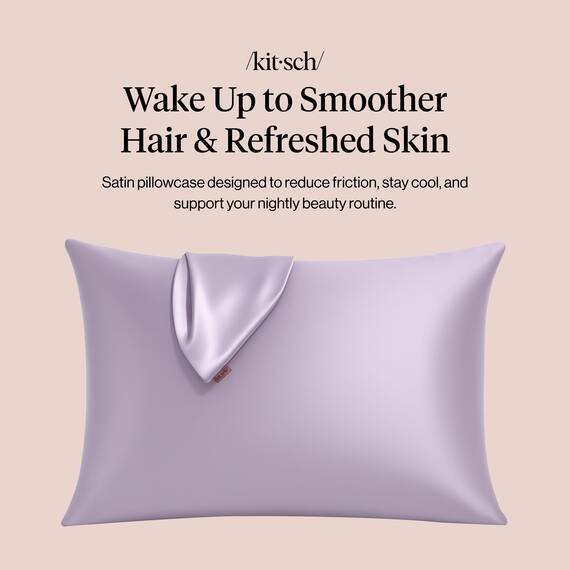 Kitsch Kissenbezug aus 100% Satin mit Reißverschluss, weicher als Seidenkissenbezug für Haar und Haut, kühlender Kissenbezug, Satin-Kissenbezug (Standard/Queen (1er-Pack), Lavendelfarben