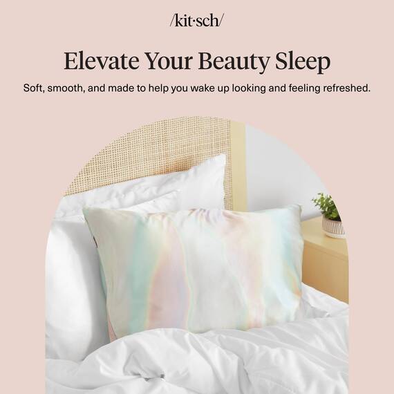 Kitsch Satin-Kissenbezug mit Reißverschluss für Haar & Haut, weicher als Seide, Glatte, maschinenwaschbare, knitterfreie Satin-Kissenbezüge, Standardgröße 19"x26" (Aura), kühlend