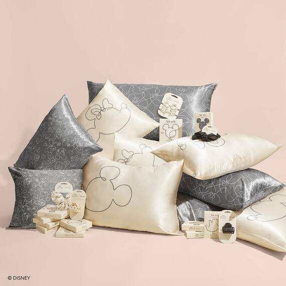 Kitsch Kissenbezug aus Satin mit Mickey/Minnie-Motiv, weicher als Seide, für Haar und Haut, kühlende Kissenbezüge aus Satin mit Reißverschluss, Kingsize, Minnie -