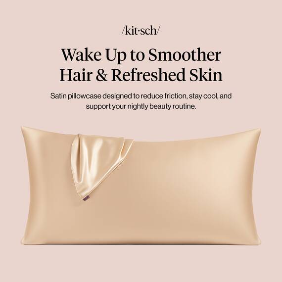 Kitsch Satin-Kissenbezug für Haar und Haut, weicher als Seidenkissenbezug für Haar und Haut, kühlende Satin-Kissenbezüge mit Reißverschluss, Satin-Kissenbezug, King-Size, Champagner, 1 Stück