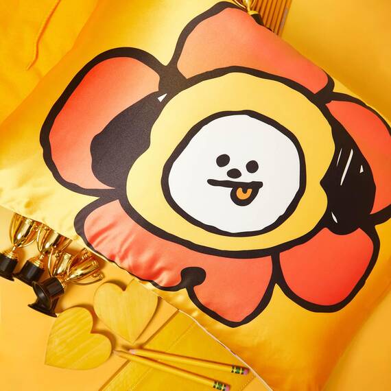 BT21 x Kitsch Satin-Kissenbezug mit Reißverschluss, weicher als Maulbeerseide-Kissenbezüge, Standardgröße, 1 Stück, kühlender Kissenbezug für Haare, Hautgesundheit und Schönheitsschlaf, 48,3 x 66 cm,