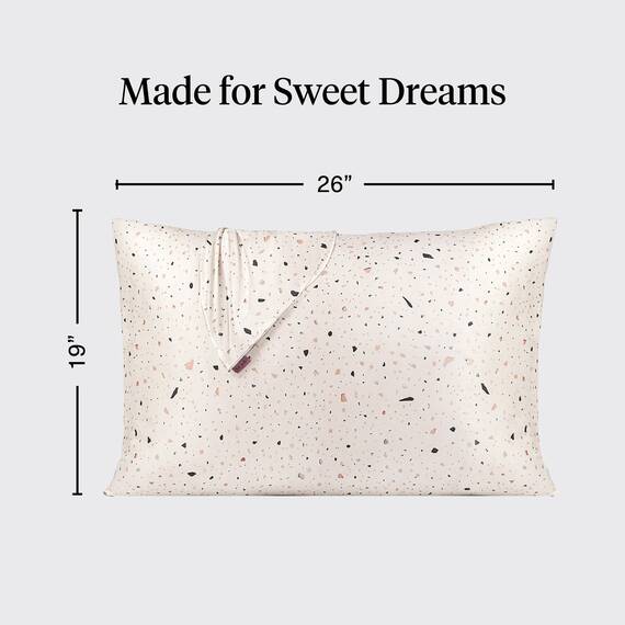 Kitsch Satin-Kissenbezug für Haar & Haut, weicher als Seide, kühlend, mit Reißverschluss, maschinenwaschbar, knitterfrei, Standardgröße 19"x26" (Aura & Weißes Terrazzo, 1 Stück).