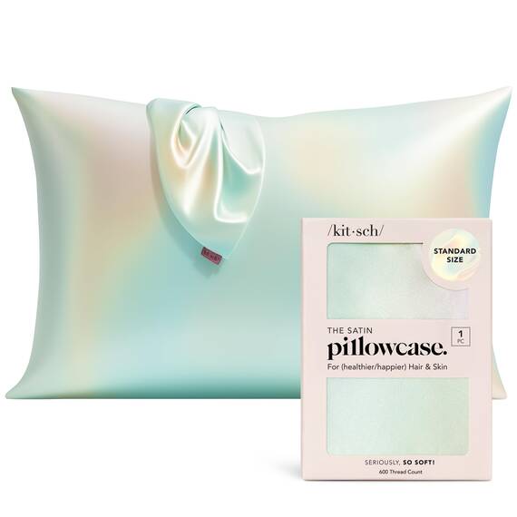 Kitsch Satin-Kissenbezug mit Reißverschluss für Haar & Haut, weicher als Seide, Glatte, maschinenwaschbare, knitterfreie Satin-Kissenbezüge, Standardgröße 19"x26" (Aura), kühlend