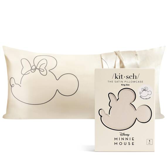 Kitsch Kissenbezug aus Satin mit Mickey/Minnie-Motiv, weicher als Seide, für Haar und Haut, kühlende Kissenbezüge aus Satin mit Reißverschluss, Kingsize, Minnie -