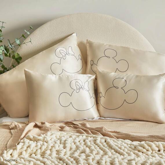 Kitsch Kissenbezug aus Satin mit Mickey/Minnie-Motiv, weicher als Seide, für Haar und Haut, kühlende Kissenbezüge aus Satin mit Reißverschluss, Kingsize, Minnie -
