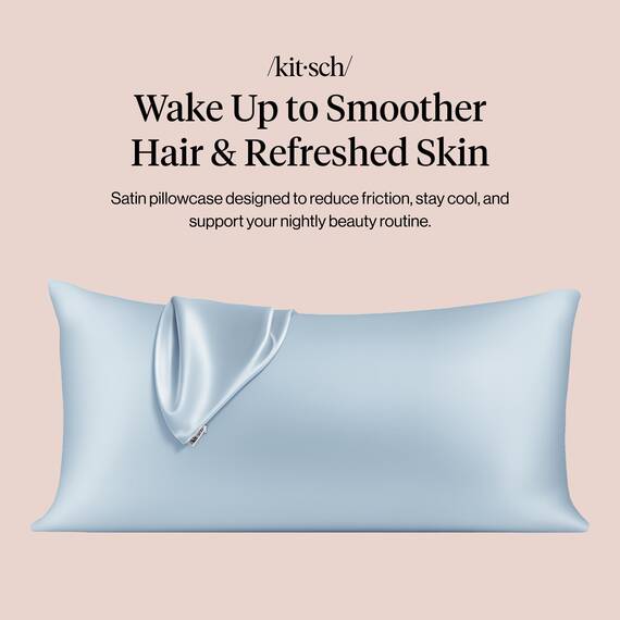 Kitsch Satin-Kissenbezug, King-Size, weicher als Maulbeerseide-Kissenbezug für Haar und Haut, atmungsaktiv, glatt, kühlende Kissenbezüge mit Reißverschluss, Geschenke für Frauen, Mutter, Männer,