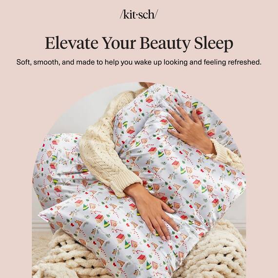 Elf x Kitsch Satin-Kissenbezug, weicher als Seidenkissenbezug für Haar und Haut, kühlende Satin-Kissenbezüge mit Reißverschluss, Satin-Kissenbezug, King-Size, Immergrün