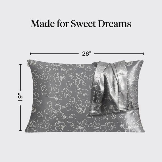 Mickey/Minnie x Kitsch Satin-Kissenbezug mit Reißverschluss, weicher als Seidenkissenbezüge für Haar und Haut, kühlende Kissenbezüge in Standardgröße (Minnie-Malist, 1 Stück)