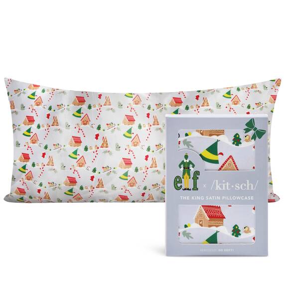 Elf x Kitsch Satin-Kissenbezug, weicher als Seidenkissenbezug für Haar und Haut, kühlende Satin-Kissenbezüge mit Reißverschluss, Satin-Kissenbezug, King-Size, Immergrün