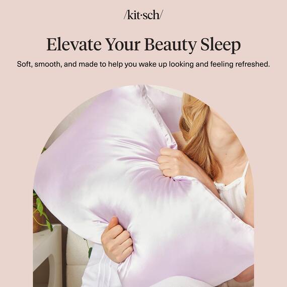 Kitsch Kissenbezug aus 100% Satin mit Reißverschluss, weicher als Seidenkissenbezug für Haar und Haut, kühlender Kissenbezug, Satin-Kissenbezug (Standard/Queen (1er-Pack), Lavendelfarben